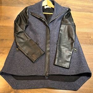 DEREK LAM 10 Crosby. Wool and leather Coat. Size 2.